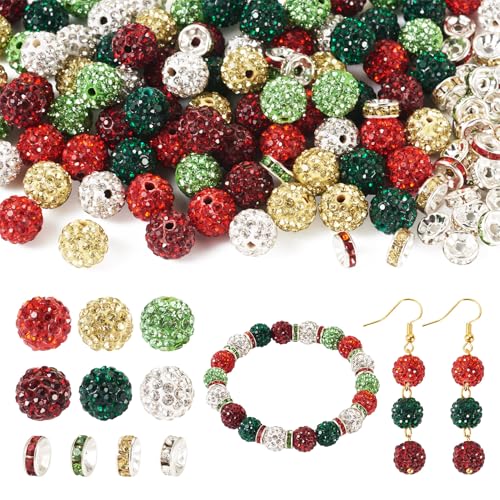 Cheriswelry Discokugel-Perlen aus Polymer-Ton, 10 mm, glitzernd, Pavé-Fassung, Strass, Abstandshalter für Schmuckherstellung, Armband, Schlüsselanhänger, Perlenstift, Heimdekoration, 130 Stück Cheriswelry Discokugel-Perlen aus Polymer-Ton, 10 mm, glitzernd, Pavé-Fassung, Strass, Abstandshalter für Schmuckherstellung, Armband, Schlüsselanhänger, Perlenstift, Heimdekoration, 130 Stück von Cheriswelry