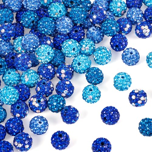 Cheriswelry Discokugel-Ton-Perlen, 100 Stück, Mikro-Pavé-Fassung, Strass, Ozean, Strand, Urlaub, blau, glitzernd, Kristall, lose Abstandshalter, Großpackung für Schmuckherstellung Cheriswelry Discokugel-Ton-Perlen, 100 Stück, Mikro-Pavé-Fassung, Strass, Ozean, Strand, Urlaub, blau, glitzernd, Kristall, lose Abstandshalter, Großpackung für Schmuckherstellung von Cheriswelry