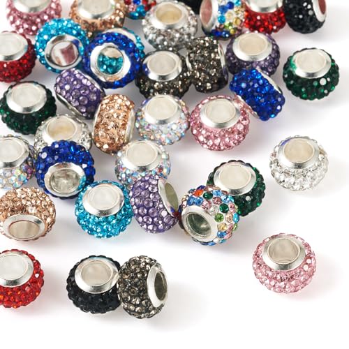 Cheriswelry Europäische Strassperlen, 10 mm, Mikro-Pavé-Strass, rund, glitzernd, Kristall, 4 mm großes Loch, Perlen für Schmuckherstellung, Stift-Dekoration, 36 Stück Cheriswelry Europäische Strassperlen, 10 mm, Mikro-Pavé-Strass, rund, glitzernd, Kristall, 4 mm großes Loch, Perlen für Schmuckherstellung, Stift-Dekoration, 36 Stück von Cheriswelry