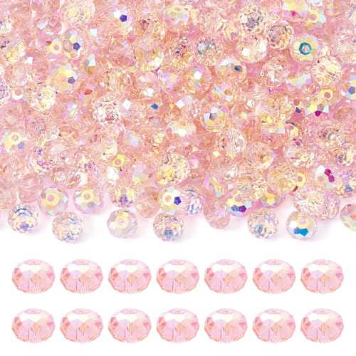 Cheriswelry Facettierte Kristallglasperlen, 8 mm, Discokugel-Abstandshalter, plattiert, AB-Farbe, Rondelle, Großpackung für Schmuckherstellung, Bastelbedarf, 200 Stück Cheriswelry Facettierte Kristallglasperlen, 8 mm, Discokugel-Abstandshalter, plattiert, AB-Farbe, Rondelle, Großpackung für Schmuckherstellung, Bastelbedarf, 200 Stück von Cheriswelry