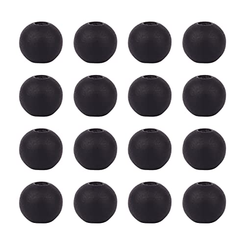 Cheriswelry Gefärbte, schwarze natürliche runde Holzperlen, 100 Stück, 12 mm, matte Kugel, Holz-Abstandshalter, lose Perlen für Schmuckherstellung, Loch: 3 mm von Cheriswelry