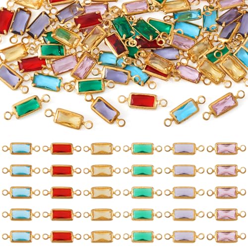 Cheriswelry Glasgliederverbinder, Kristallglas, rechteckig, facettiert, vergoldet, Metallglieder mit Messingfassung, 11,5 x 3,5 mm, für Armbänder, Halsketten, Ohrringe, Schmuckherstellung, 60 Stück Cheriswelry Glasgliederverbinder, Kristallglas, rechteckig, facettiert, vergoldet, Metallglieder mit Messingfassung, 11,5 x 3,5 mm, für Armbänder, Halsketten, Ohrringe, Schmuckherstellung, 60 Stück von Cheriswelry