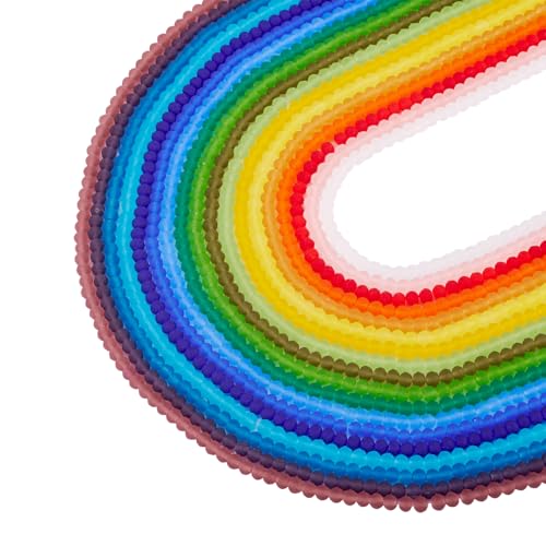 Cheriswelry Glasperlen zur Schmuckherstellung, 4 mm, Regenbogenperlen, mattiert, Kristall-Rondelle, Abstandshalter für selbstgemachte Ohrringe, Armbänder, Halsketten, Basteln, Heim-Party-Dekoration von Cheriswelry