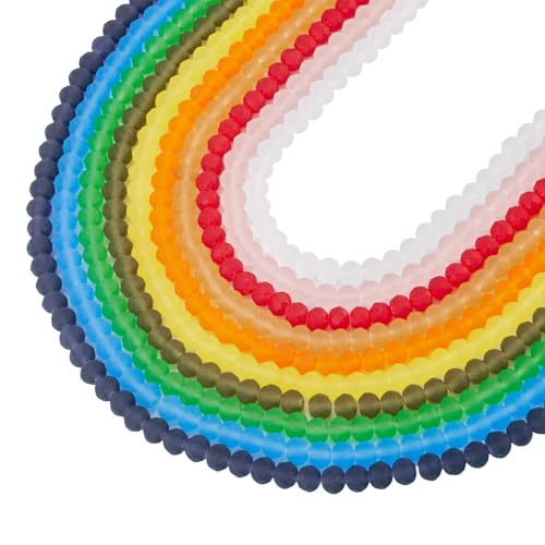 Cheriswelry Glasperlen zur Schmuckherstellung, 6 mm, mattierte Kristall-Glasperlen, Rondelle, lose Perlen für Armbänder, Halsketten, Ohrringe, Bastelarbeiten (10 Stränge, ca. 800 Stück) von Cheriswelry