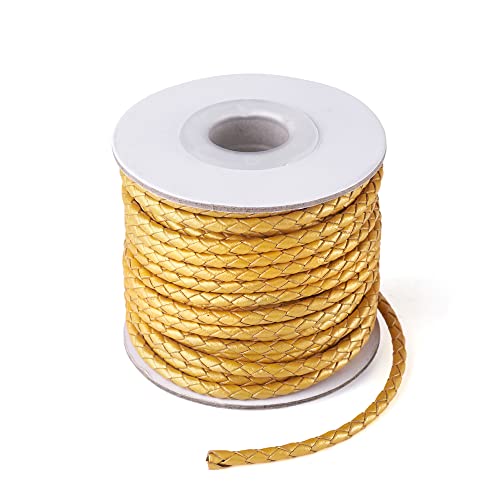Cheriswelry Gold geflochtene Lederschnur 3 mm breit, rund, geflochten, Lederband, Seil für Armband, Perlenschmuckherstellung Cheriswelry Gold geflochtene Lederschnur 3 mm breit, rund, geflochten, Lederband, Seil für Armband, Perlenschmuckherstellung von Cheriswelry