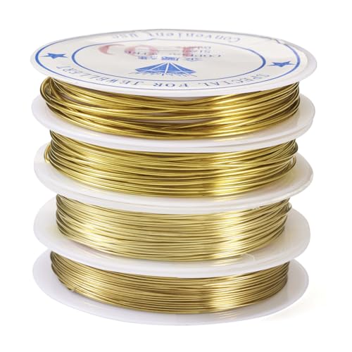 Cheriswelry Goldener Kupferdraht, anlaufgeschützt, Kupferdraht, Kupferdraht für Perlenstickerei, Schmuckherstellung, 4 Rollen, 4 Größen Cheriswelry Goldener Kupferdraht, anlaufgeschützt, Kupferdraht, Kupferdraht für Perlenstickerei, Schmuckherstellung, 4 Rollen, 4 Größen von Cheriswelry