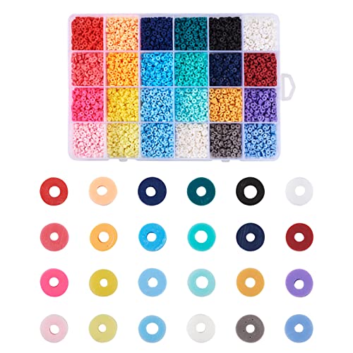 Cheriswelry Heishi-Perlen, 4 mm, 9120 Stück, 24 Farben, handgefertigt, flach, rund, Münze, Polymer-Ton, Perlen, Abstandshalter, Charms für DIY-Schmuck und Armbänder Cheriswelry Heishi-Perlen, 4 mm, 9120 Stück, 24 Farben, handgefertigt, flach, rund, Münze, Polymer-Ton, Perlen, Abstandshalter, Charms für DIY-Schmuck und Armbänder von Cheriswelry