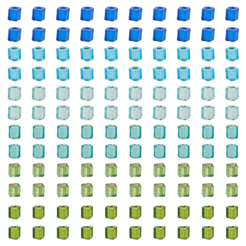 Cheriswelry Kleine Glas-Rocailles, 3 mm, quadratisch, Würfel, lose Abstandshalter, kleine Armbandperlen, silberfarbene Linie, blau-grüne Rocailles-Perlen für Bastelarbeiten, Ohrringe, Halsketten Cheriswelry Kleine Glas-Rocailles, 3 mm, quadratisch, Würfel, lose Abstandshalter, kleine Armbandperlen, silberfarbene Linie, blau-grüne Rocailles-Perlen für Bastelarbeiten, Ohrringe, Halsketten von Cheriswelry
