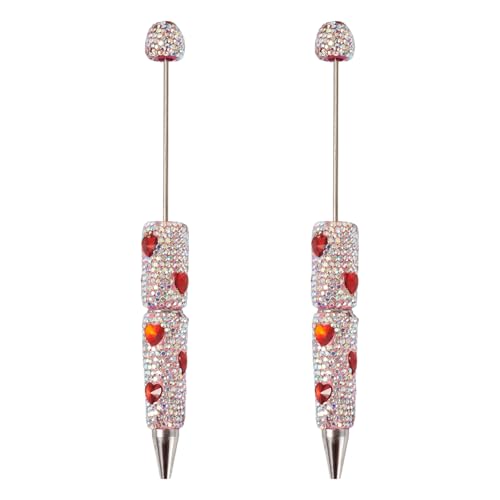 Cheriswelry Kugelschreiber-Nachfüllmine für Geschenke, Schule, Büro, Rosa, Rot, glänzend, Herzform, Kristall, Perlen, 2 Stück Cheriswelry Kugelschreiber-Nachfüllmine für Geschenke, Schule, Büro, Rosa, Rot, glänzend, Herzform, Kristall, Perlen, 2 Stück von Cheriswelry