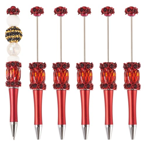 Cheriswelry Kugelschreiber mit Rosen-Strass-Perlen, niedlicher Glitzer, glattes Schreiben, glänzender Kristall, Kunststoff, Perlenstifte für Heimwerker, schwarze Tinte, Schule, Bürobedarf, Perlen, Rot Cheriswelry Kugelschreiber mit Rosen-Strass-Perlen, niedlicher Glitzer, glattes Schreiben, glänzender Kristall, Kunststoff, Perlenstifte für Heimwerker, schwarze Tinte, Schule, Bürobedarf, Perlen, Rot von Cheriswelry