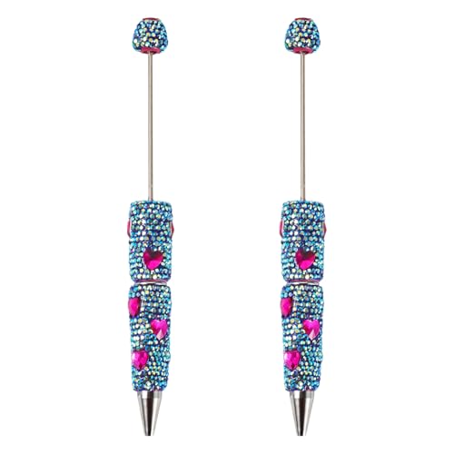 Cheriswelry Kugelschreibermine für Kugelschreiber, glitzernd, herzförmig, Kristall, Perlen, für Geschenkherstellung, Schule, Bürobedarf, Blau, Lila, 2 Stück Cheriswelry Kugelschreibermine für Kugelschreiber, glitzernd, herzförmig, Kristall, Perlen, für Geschenkherstellung, Schule, Bürobedarf, Blau, Lila, 2 Stück von Cheriswelry