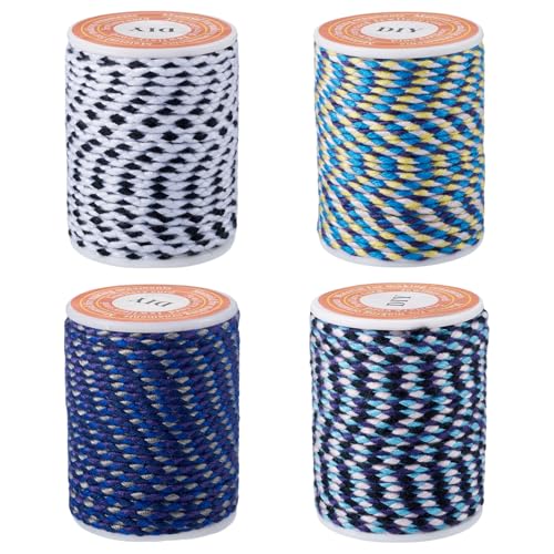 Cheriswelry Makramee-Seil, 1,5 mm, 4-lagig, gedreht, Polycotton, 16 m, geflochtenes Makramee-Seil, Metallic-Perlenfaden für handgefertigte Armbänder, Stricken, Wandbehang, Heimdekoration, Blau Cheriswelry Makramee-Seil, 1,5 mm, 4-lagig, gedreht, Polycotton, 16 m, geflochtenes Makramee-Seil, Metallic-Perlenfaden für handgefertigte Armbänder, Stricken, Wandbehang, Heimdekoration, Blau von Cheriswelry