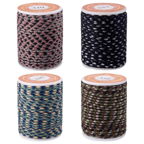 Cheriswelry Makramee-Seil, 1,5 mm, 4-lagig, gedreht, Polycotton, 16 m, geflochtenes Makramee-Seil, Metallic-Perlenfaden für handgefertigte Armbänder, Stricken, Wandbehang, Heimdekoration, Braun Cheriswelry Makramee-Seil, 1,5 mm, 4-lagig, gedreht, Polycotton, 16 m, geflochtenes Makramee-Seil, Metallic-Perlenfaden für handgefertigte Armbänder, Stricken, Wandbehang, Heimdekoration, Braun von Cheriswelry