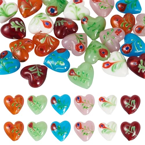 Cheriswelry Millefiori-Glasperlen, 3D-Herz-Blume, 20 mm, handgefertigt, für Schmuckherstellung, Heimdekoration, Armband, Halskette, Handwerk Cheriswelry Millefiori-Glasperlen, 3D-Herz-Blume, 20 mm, handgefertigt, für Schmuckherstellung, Heimdekoration, Armband, Halskette, Handwerk von Cheriswelry