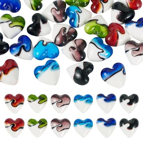 Cheriswelry Millefiori-Glasperlen in Herzform, 3D-Herz, zweifarbig, handgefertigt, für Schmuckherstellung, Heimdekoration, Armband, Halskette, Handwerk Cheriswelry Millefiori-Glasperlen in Herzform, 3D-Herz, zweifarbig, handgefertigt, für Schmuckherstellung, Heimdekoration, Armband, Halskette, Handwerk von Cheriswelry
