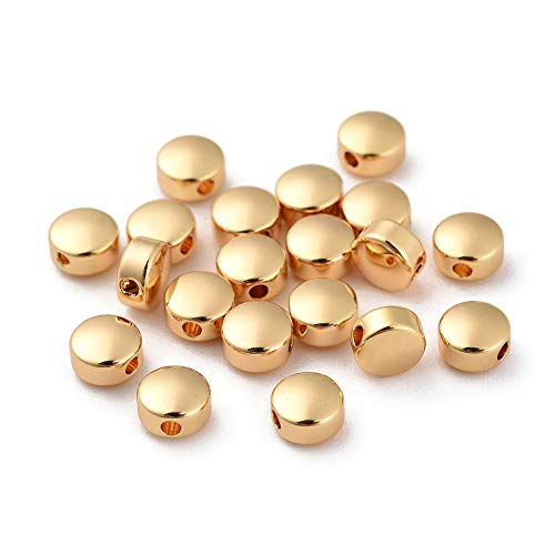 Cheriswelry Münzperlen aus 18 Karat Gold, lose Abstandshalter, flach, rund, goldenes Messing, nahtlos, glänzend, glatt, für Schmuck, Armband, Basteln, Loch: 1 mm, 20 Stück Cheriswelry Münzperlen aus 18 Karat Gold, lose Abstandshalter, flach, rund, goldenes Messing, nahtlos, glänzend, glatt, für Schmuck, Armband, Basteln, Loch: 1 mm, 20 Stück von Cheriswelry