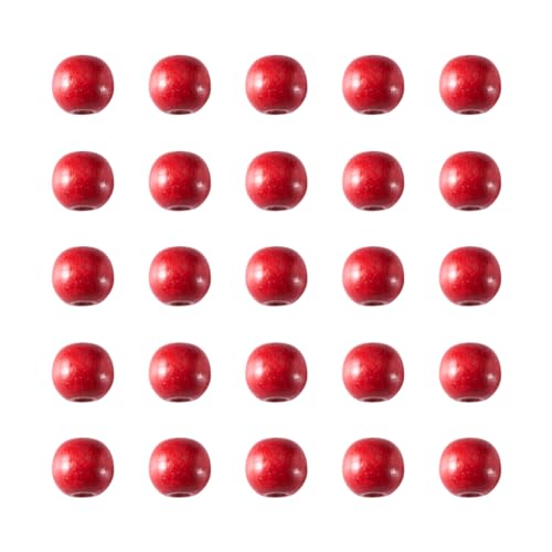 Cheriswelry Natürliche gefärbte Holzperlen, 8 mm, rote runde Kugel, Abstandshalter aus Holz, lose Perlen für Schmuckherstellung, Loch: 2 mm, 200 Stück von Cheriswelry