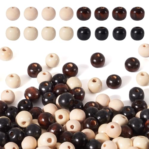 Cheriswelry Natürliche runde Holzperlen, 12 mm, Schwarz, Braun, Elfenbein, natürliche Farbe, Abstandshalter, lose Perlen für Schmuckherstellung, Loch: 2,5–3 mm, 400 Stück Cheriswelry Natürliche runde Holzperlen, 12 mm, Schwarz, Braun, Elfenbein, natürliche Farbe, Abstandshalter, lose Perlen für Schmuckherstellung, Loch: 2,5–3 mm, 400 Stück von Cheriswelry