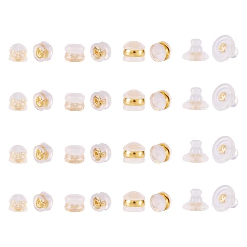 Cheriswelry Ohrring-Verschlüsse für Ohrstecker, 18 Karat vergoldet, Messing, Silikonabdeckung, Ohrmuttern, transparente weiche Kunststoff-Ohrmuttern für Fischhaken, Ohrringe, Ohrstecker, Creolen, 5 Cheriswelry Ohrring-Verschlüsse für Ohrstecker, 18 Karat vergoldet, Messing, Silikonabdeckung, Ohrmuttern, transparente weiche Kunststoff-Ohrmuttern für Fischhaken, Ohrringe, Ohrstecker, Creolen, 5 von Cheriswelry