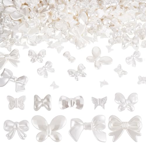 Cheriswelry Perlen-ähnliche Schmetterlings-Perlen aus Kunststoff, 9 Stile, 3D-Schleifen, weiß, elegant, klassisch, Schleife, Abstandshalter für Schmuckherstellung, Kette, Armband, Halskette, Zubehör Cheriswelry Perlen-ähnliche Schmetterlings-Perlen aus Kunststoff, 9 Stile, 3D-Schleifen, weiß, elegant, klassisch, Schleife, Abstandshalter für Schmuckherstellung, Kette, Armband, Halskette, Zubehör von Cheriswelry