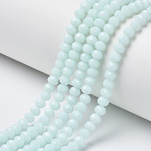 Cheriswelry Rondelle Glasperlen, facettiert, Abstandshalter, Mini-Perlen, 4 x 3 mm, für Schmuck, Halsketten, Basteln, Hellcyan, 10 Stränge von Cheriswelry