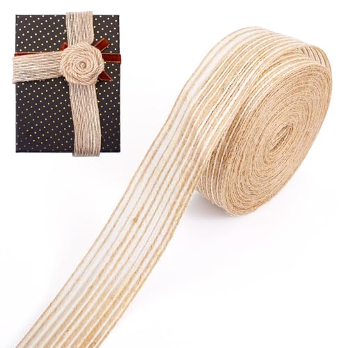 Cheriswelry Rustikales Juteband, 10 m, 28 mm breit, Juteband, Vintage-Klasse, cremefarben, hellbraun, gestreift, Stoffbesätze für Geschenkverpackungen, Floristen, Basteln, Hochzeit, Party-Dekorationen Cheriswelry Rustikales Juteband, 10 m, 28 mm breit, Juteband, Vintage-Klasse, cremefarben, hellbraun, gestreift, Stoffbesätze für Geschenkverpackungen, Floristen, Basteln, Hochzeit, Party-Dekorationen von Cheriswelry