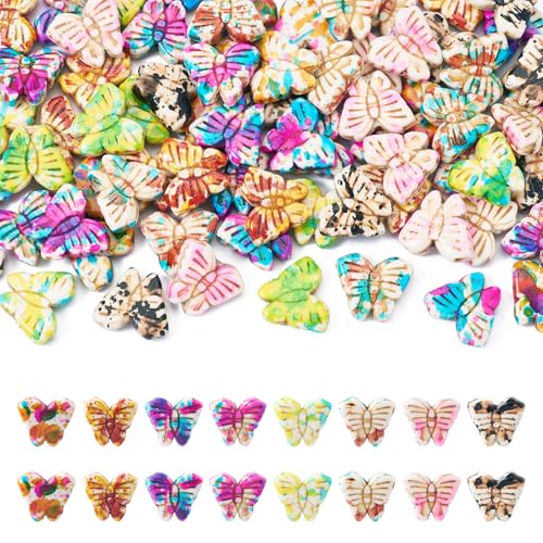 Cheriswelry Schmetterlings-Perlen, türkis, Abstandshalter, bunte Schmetterlinge, lose Perlen, 8 Farben, 13 x 15 mm, für Schmuckherstellung, DIY, Halsketten, Ohrringe, Schlüsselanhänger, 80 Stück Cheriswelry Schmetterlings-Perlen, türkis, Abstandshalter, bunte Schmetterlinge, lose Perlen, 8 Farben, 13 x 15 mm, für Schmuckherstellung, DIY, Halsketten, Ohrringe, Schlüsselanhänger, 80 Stück von Cheriswelry