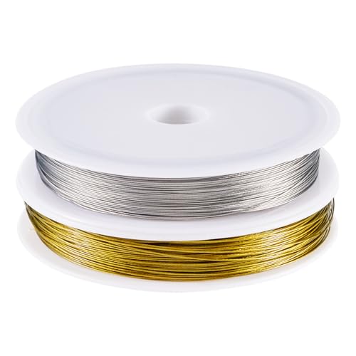 Cheriswelry Schmuckdraht, Nylonbeschichteter Edelstahldraht, Tigerschwanz, biegbar, 0,38 mm, für DIY-Halsketten, Armbänder, Ohrringe, 2 Rollen (164,04 Fuß/Rolle) von Cheriswelry