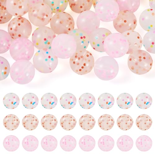 Cheriswelry Silikonperlen mit rosa Punkten, 15 mm, bunt, Konfetti, transparent, weiche Kugel, Gummi-Abstandshalter für selbstgemachte Schmuckherstellung, Armband, Perlen, Stiftdekoration, 30 Stück Cheriswelry Silikonperlen mit rosa Punkten, 15 mm, bunt, Konfetti, transparent, weiche Kugel, Gummi-Abstandshalter für selbstgemachte Schmuckherstellung, Armband, Perlen, Stiftdekoration, 30 Stück von Cheriswelry