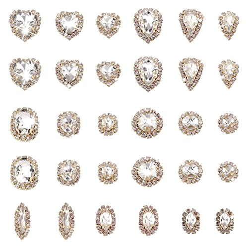 Cheriswelry Strasssteine zum Aufnähen in Herzform, flach, rund, Tropfenform, oval, Pferdeauge, flache Rückseite, Glas, klare Edelsteine für Schmuckherstellung, Kleidung, Dekoration, 60 Stück Cheriswelry Strasssteine zum Aufnähen in Herzform, flach, rund, Tropfenform, oval, Pferdeauge, flache Rückseite, Glas, klare Edelsteine für Schmuckherstellung, Kleidung, Dekoration, 60 Stück von Cheriswelry