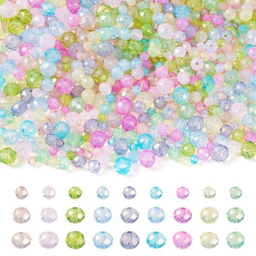 Cheriswelry Transparente facettierte Glasperlen, 4/6/8 mm, kristallklar, glitzernd, runde Rondelle, Abstandshalter, Stränge für Schmuckherstellung, Armband, Bastelbedarf, 990 Stück Cheriswelry Transparente facettierte Glasperlen, 4/6/8 mm, kristallklar, glitzernd, runde Rondelle, Abstandshalter, Stränge für Schmuckherstellung, Armband, Bastelbedarf, 990 Stück von Cheriswelry