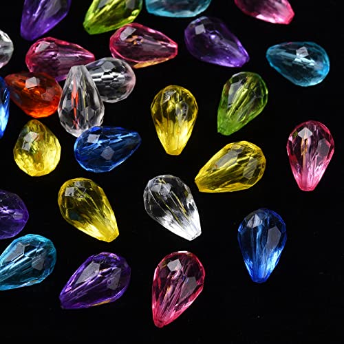 Cheriswelry Über 1338 Stück facettierte tropfenförmige transparente Acrylperlen Wassertropfen Kristallperlen für Armband, Halsketten, Schmuckherstellung, DIY, Handwerk, gemischte Farben von Cheriswelry