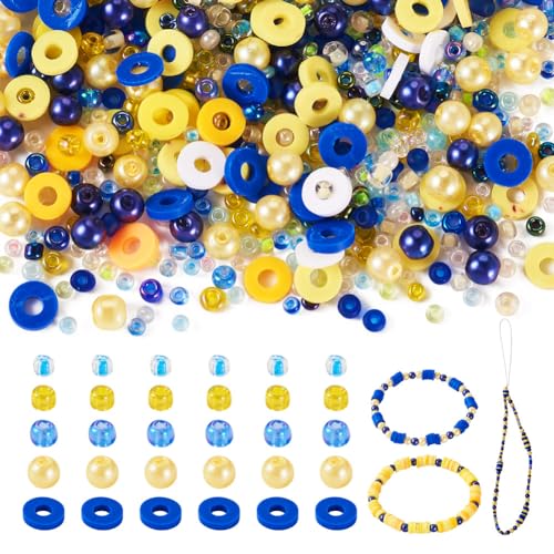 Cheriswelry Verschiedene runde Perlen, 6 mm, Polymer-Ton-Perlen, 4 mm, Kunstperlen, Rocailles-Glasperlen für Schmuckherstellung, Dunkelblau von Cheriswelry