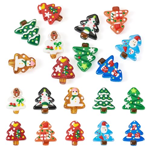 Cheriswelry Weihnachtsbaum-Glasperlen, handgefertigt, kugelförmig, lose Abstandshalter, 25–26,5 mm, für Weihnachten, Party, Dekoration, Halskette, Ohrringe, Armband, DIY-Schmuckzubehör, 10 Stück Cheriswelry Weihnachtsbaum-Glasperlen, handgefertigt, kugelförmig, lose Abstandshalter, 25–26,5 mm, für Weihnachten, Party, Dekoration, Halskette, Ohrringe, Armband, DIY-Schmuckzubehör, 10 Stück von Cheriswelry