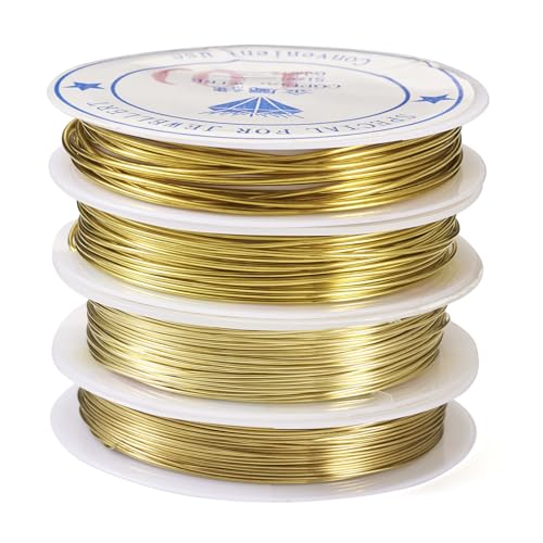 Kupferdraht, Schmuckdraht, 18/20/22/24 Gauge, Basteldraht, Cheriswelry 4 Rollen, goldener Draht für Elektrokultur-Gartenarbeit, reines blankes Zubehör von Cheriswelry