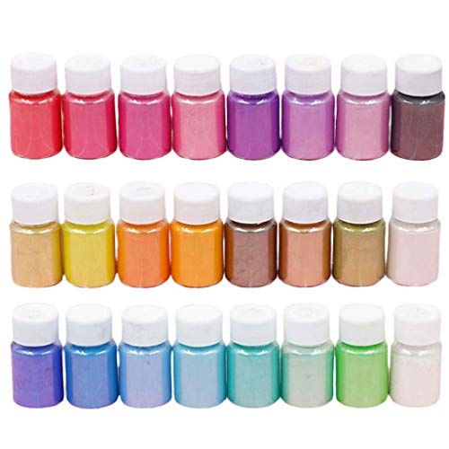 Cherjoury 24 Boxen mit natürlichen Pigmentpulver, für Seife, Mica Slime, Pulver, Epoxidharz, Perle, Pigment, Seife, Dyemulti von Cherjoury