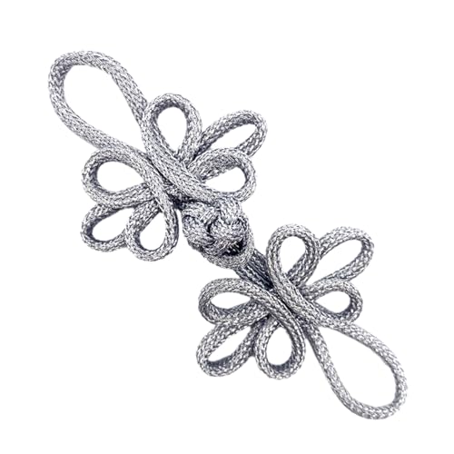 Cherjoury Cheongsam Chinesische Schnalle Traditioneller Knotenverschluss, Chinesischer Knoten, Knöpfe mit chinesischem Knoten, dekoratives Zubehör für Kleidung (Silber) von Cherjoury
