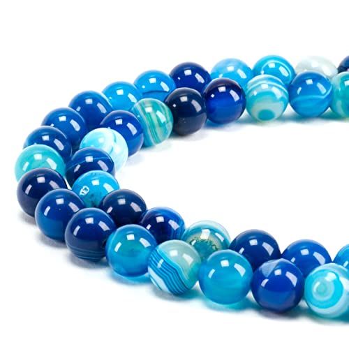 Cherry Tree Collection | 8 mm Spitzen-Achat (blau) Edelsteinperlen für die Schmuckherstellung | 1 Strang – 45 Stück von Cherry Tree Collection