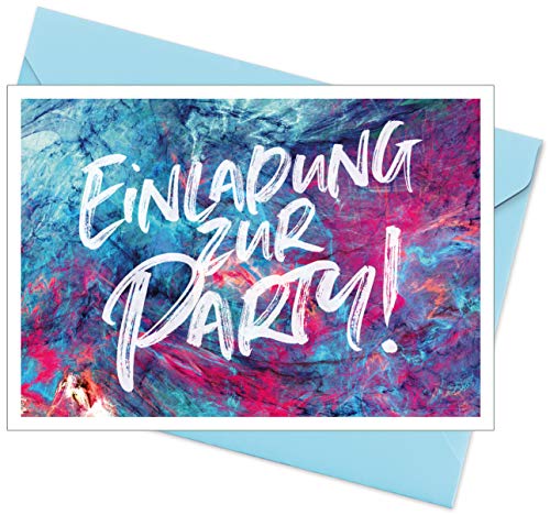 CherryCards 8er Set Einladungskarten & Umschläge, Format A6, Motiv Einladung zur Party, Einladung Erwachsene Teenager Kinder Unisex von CherryCards
