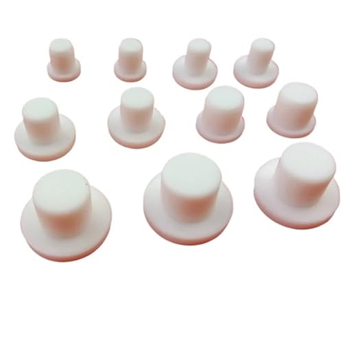 XLJP 5 Teile/Satz Runde Solide Silikon Gummi Dichtung Loch Stopfen Stanzen End Kappen Solide T Typ Dichtung Stopper Abdeckung Bung staubdicht Stecker (Color : White, Size : 6.3mm) von Cherrynight