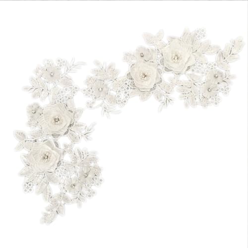 1 Paar Stickrückpailletten Hochzeitskleid Kleid Nähen Basteln Spitze Applique Nähen Stoff Ausschnitt Halsband Flecken von Chevnzev