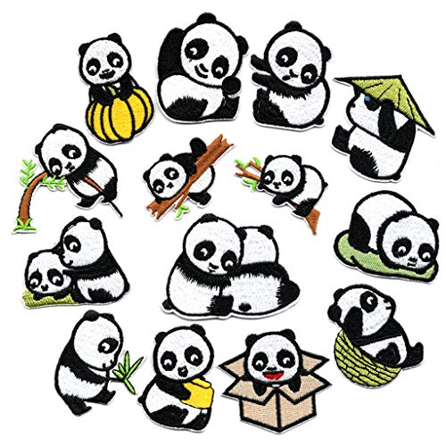 14-inspieces Panda Aufpatches Bestickte Flecken Nähen Auf Pailletten Applique Paillettenpatz Für Kleiderreparaturen von Chevnzev