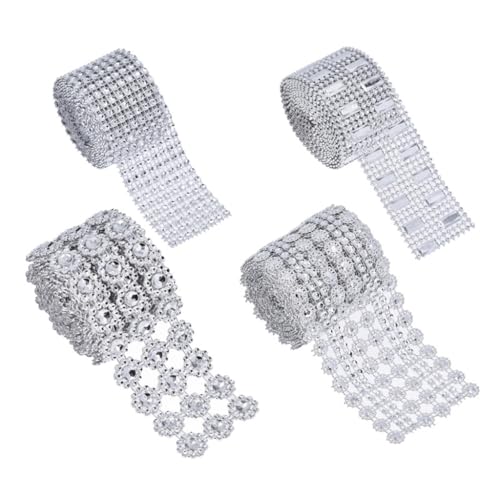 4 Brötchen Funkelnde Strasssteine ​​Diamond Ribbon Für Hochzeits Geburtstagsfeier Dekorationen Sprudeln Ribbon Für Handwerk von Chevnzev