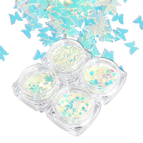 4 Stile Luminöse Pailletten Leuchten Dunklen Glitzer Fluoreszierenden Pailletten Harzschmuck Befund Nagelkunst Handwerk Werkzeug von Chevnzev