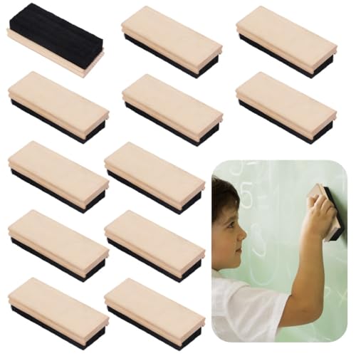 12 Filz-Radiergummis aus Wollfilz, staubfrei, Holzradierer für Lehrer, Kinder und Büro, ideal für Tafeln 12 Filz-Radiergummis aus Wollfilz, staubfrei, Holzradierer für Lehrer, Kinder und Büro, ideal für Tafeln von Chewtoyo