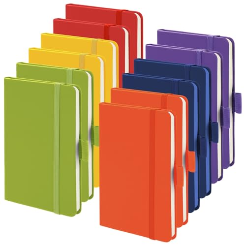 12 kleine Notizbücher im Format A6, je 80 Blatt, 160 Seiten, 6 Farben mit elastischem Verschluss, Stifthalter, Seitenmarker, 12 Stück 12 kleine Notizbücher im Format A6, je 80 Blatt, 160 Seiten, 6 Farben mit elastischem Verschluss, Stifthalter, Seitenmarker, 12 Stück von Chewtoyo