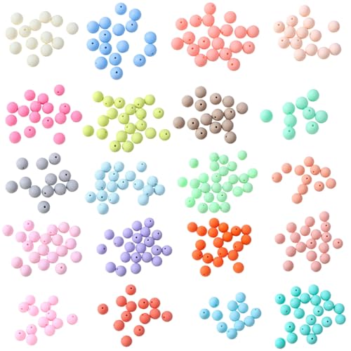 1200 Stück mattierte runde Acrylperlen, 12 mm, matt, DIY-Schmuckzubehör, Großpackung Bastelset für Armbänder, Halsketten, Schlüsselanhänger von Chewtoyo