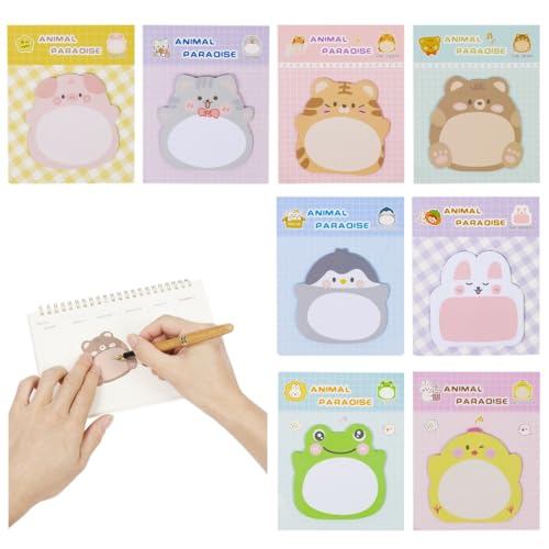 16 Stück Haftnotizen in Tierform, bunt und lustig für Zuhause, Schule, Büro, 320 Blatt, 8 einzigartige Tierdesigns von Chewtoyo