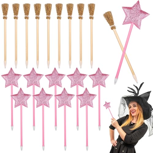 20 Stück Themen-Partygeschenke, 10 sternförmige Kugelschreiber und 10 Besenstifte, magisches Partyzubehör mit Glitzer-Design 20 Stück Themen-Partygeschenke, 10 sternförmige Kugelschreiber und 10 Besenstifte, magisches Partyzubehör mit Glitzer-Design von Chewtoyo
