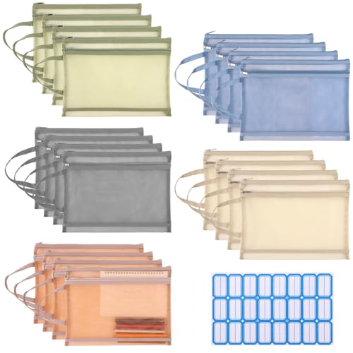 20 x A4-Nylon-Netz-Reißverschlusstaschen, doppellagige Aufbewahrungstaschen für Spielzeug, Dokumente, Büro, Reisen und Zuhause 20 x A4-Nylon-Netz-Reißverschlusstaschen, doppellagige Aufbewahrungstaschen für Spielzeug, Dokumente, Büro, Reisen und Zuhause von Chewtoyo